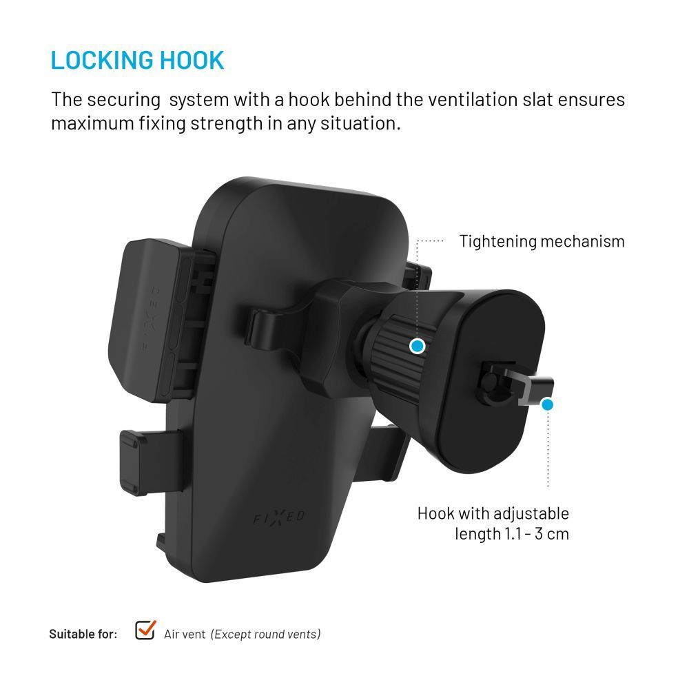 FIXED Iconiq Lock univerzális autós tartó, fekete