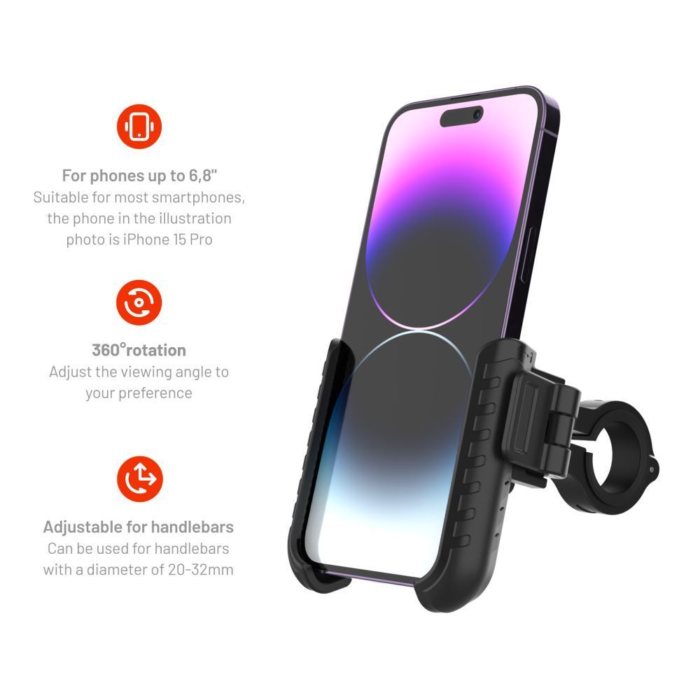 FIXED Bikee Plus kerékpáros telefontartó, 360°-ban elforgatható, védőszilikon, fekete FIXED Bikee Plus kerékpáros telefontartó, 360°-ban elforgatható, védőszilikon, fekete