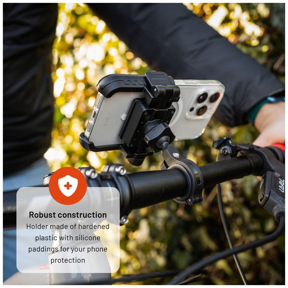 FIXED Bikee Plus kerékpáros telefontartó, 360°-ban elforgatható, védőszilikon, fekete FIXED Bikee Plus kerékpáros telefontartó, 360°-ban elforgatható, védőszilikon, fekete