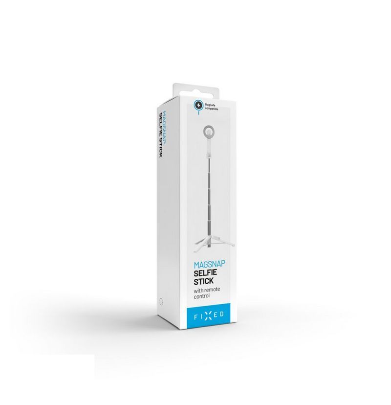 FIXED MagSnap teleszkópos szelfi bot, három lábú állvány, kivehető kioldógomb, MagSafe rögzítés, fehér