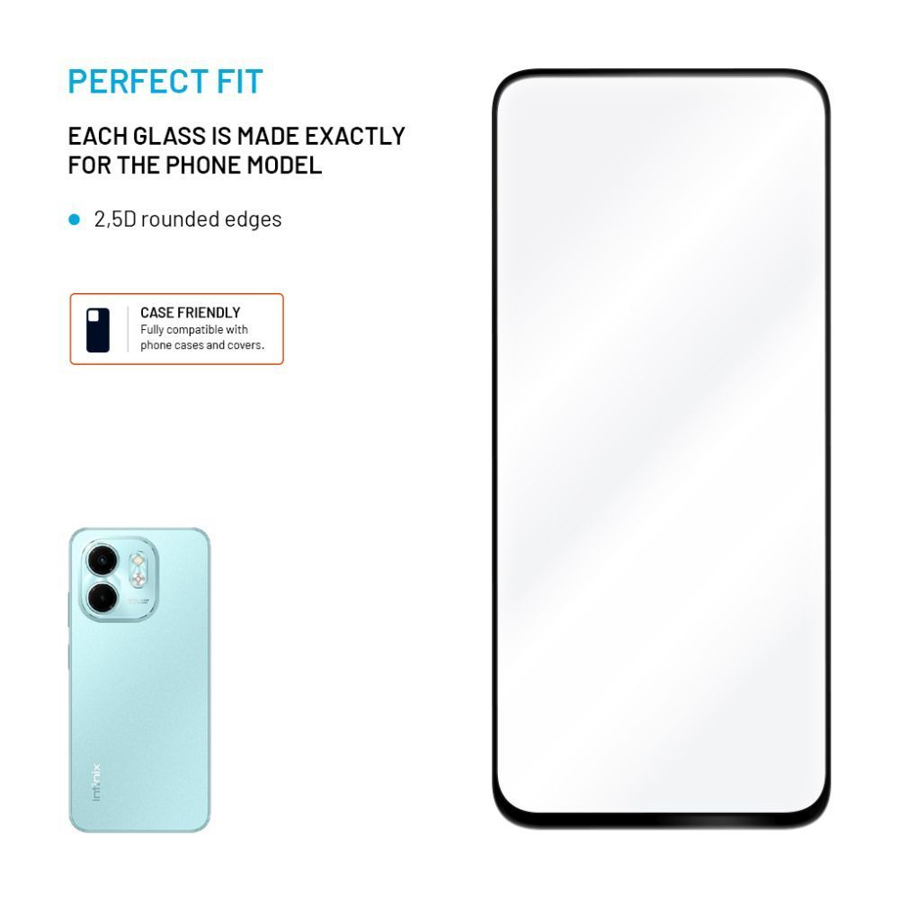 FIXED Üvegfólia Képernyővédő Full-Cover Infinix Smart 9/Hot 50i, fekete FIXED Üvegfólia Képernyővédő Full-Cover Infinix Smart 9/Hot 50i, fekete