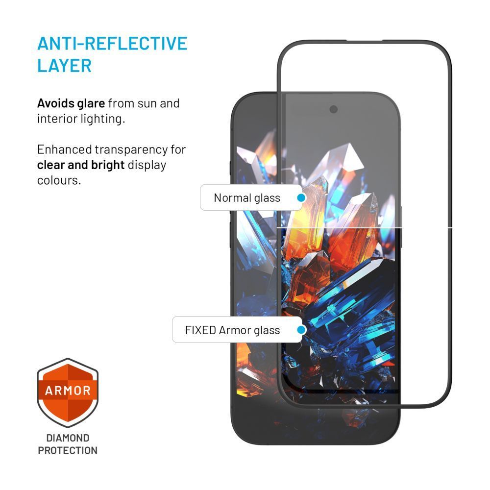 FIXED Ultra strapabíró edzett üvegfólia porálló applikátorral és AR réteggel Samsung Galaxy S25+ készülékhez fekete