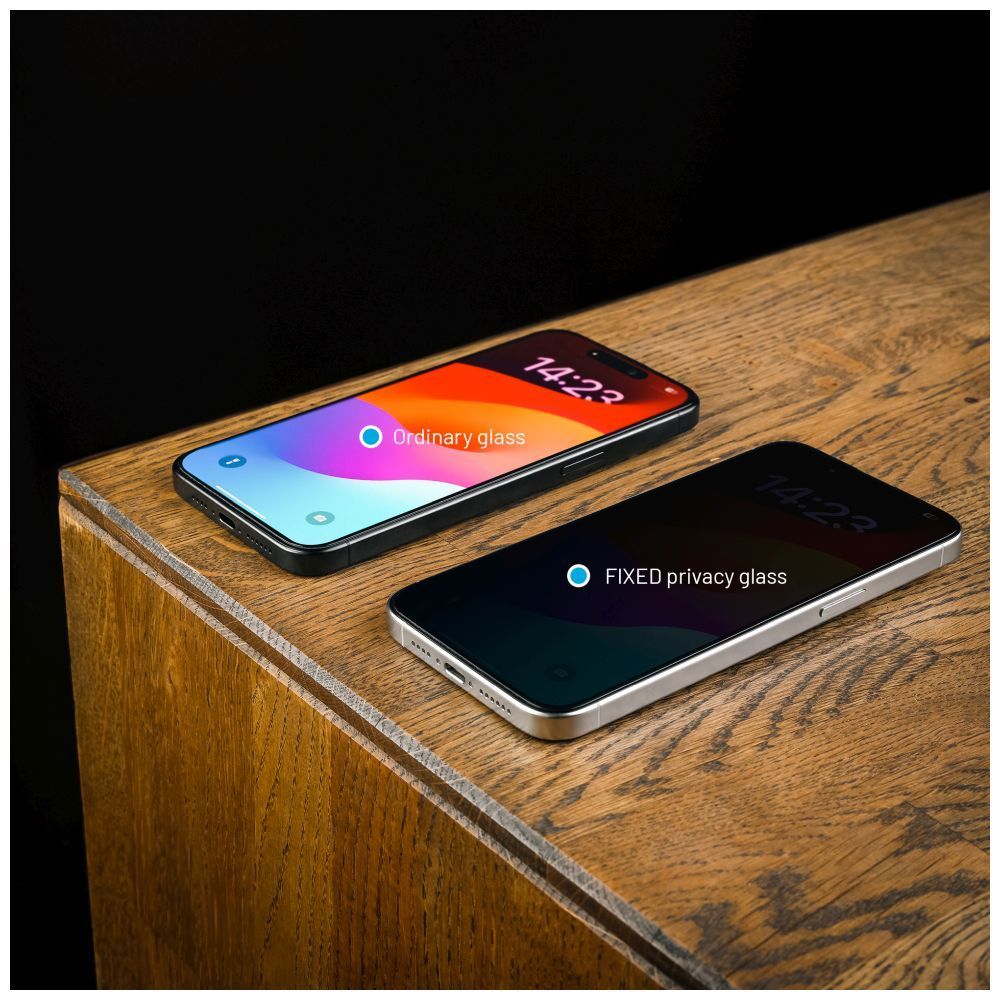 FIXED privát teljes képernyőt védő üvegfólia Apple iPhone 16 Pro Max-hoz, fekete FIXED privát teljes képernyőt védő üvegfólia Apple iPhone 16 Pro Max-hoz, fekete