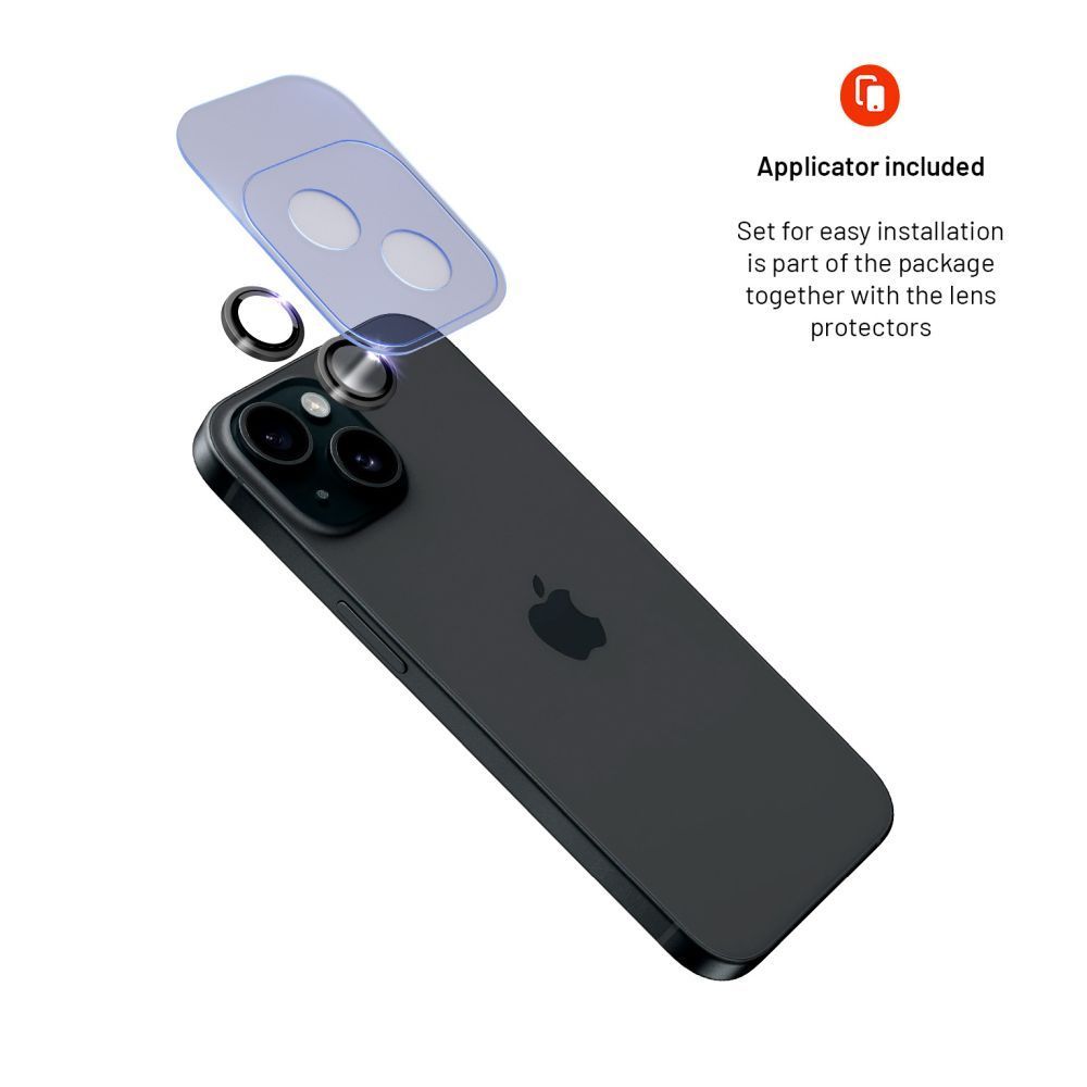 FIXED Zafír kamera lencsevédő Apple iPhone 15 Pro/15 Plus készülékhez, fekete FIXED Zafír kamera lencsevédő Apple iPhone 15 Pro/15 Plus készülékhez, fekete