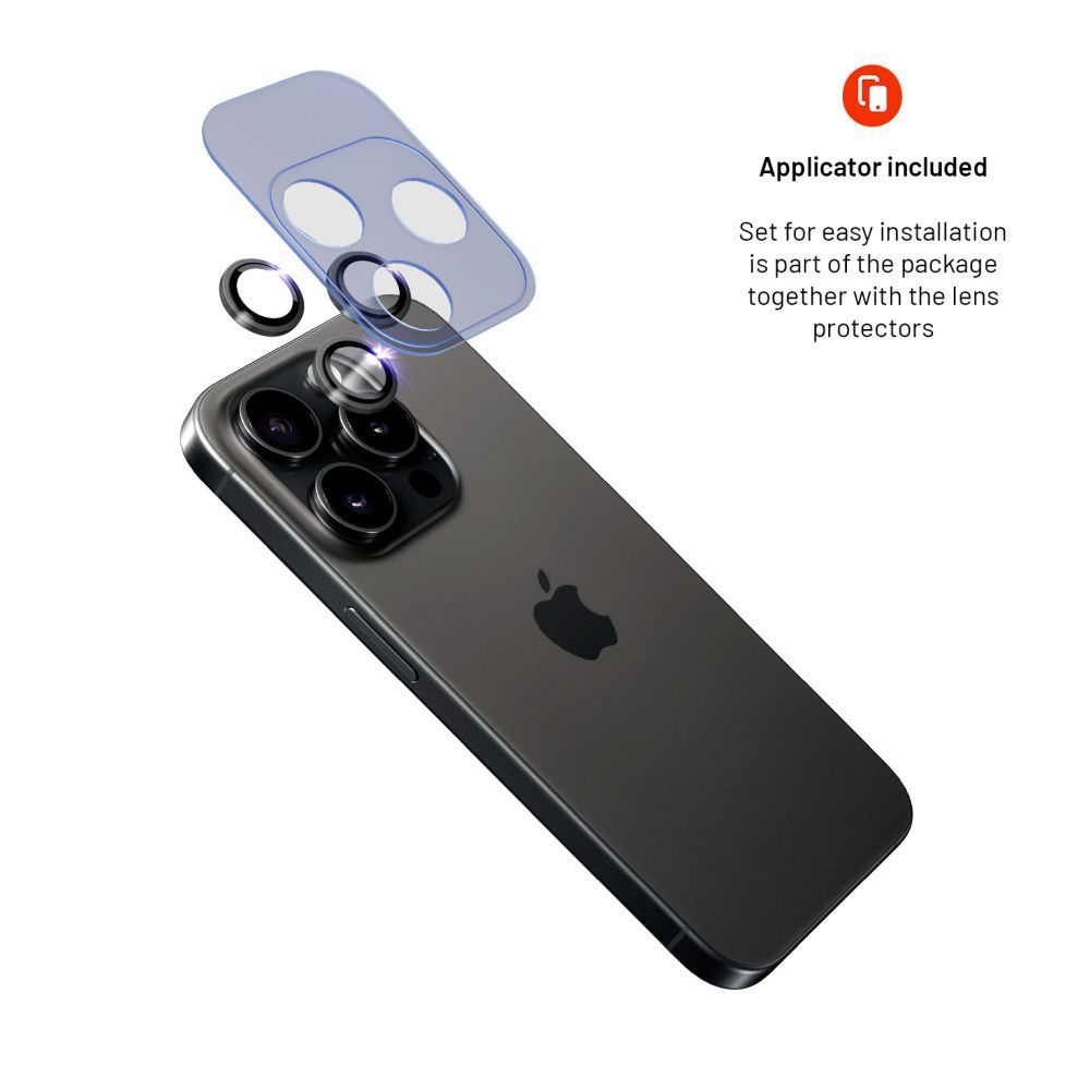FIXED Zafír kamera lencsevédő Apple iPhone 15 Pro/15 Pro Max készülékhez, fekete FIXED Zafír kamera lencsevédő Apple iPhone 15 Pro/15 Pro Max készülékhez, fekete