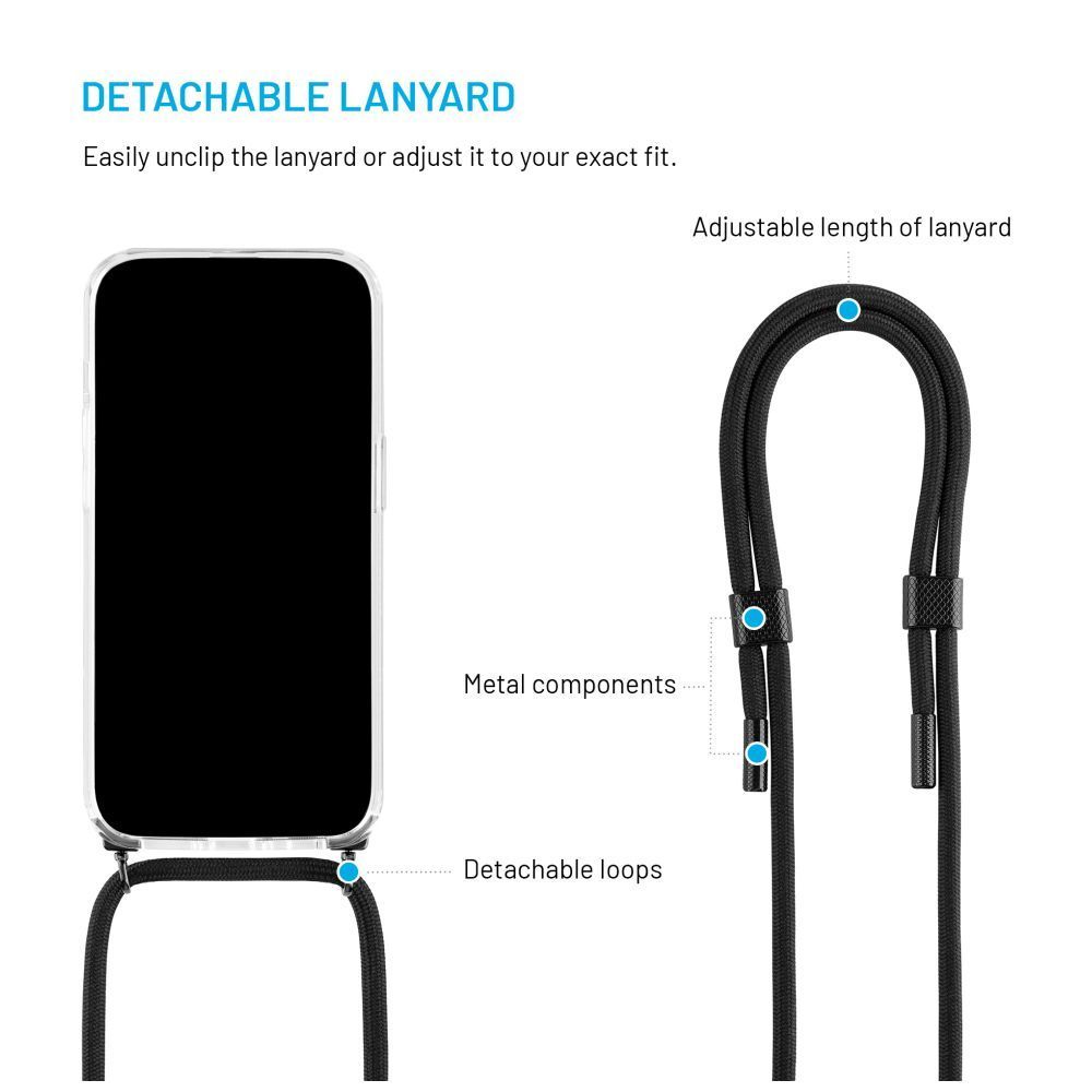 FIXED nyakba akasztaható átlátszó tok Samsung Galaxy A26 5G, fekete