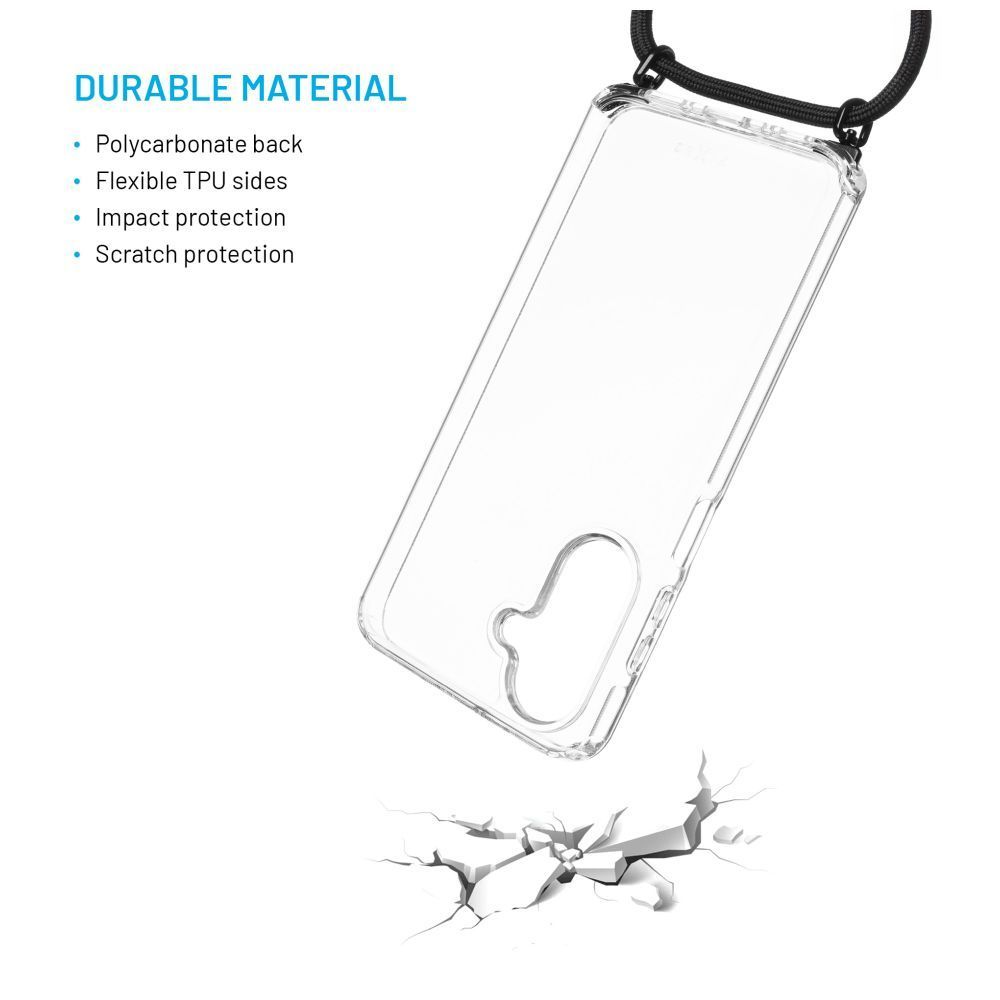 FIXED nyakba akasztaható átlátszó tok Samsung Galaxy A26 5G, fekete