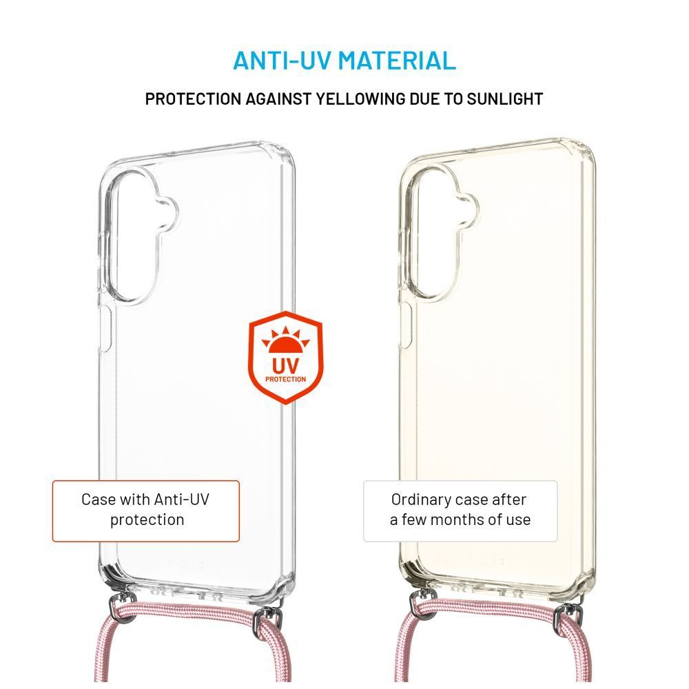 FIXED nyakba akasztaható átlátszó tok Samsung Galaxy A26 5G, rózsaszín