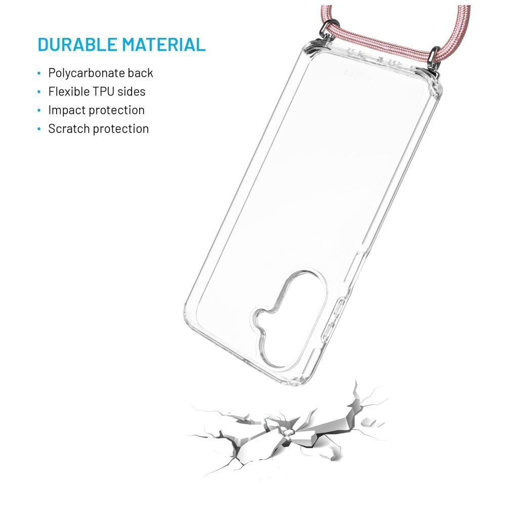 FIXED nyakba akasztaható átlátszó tok Samsung Galaxy A26 5G, rózsaszín