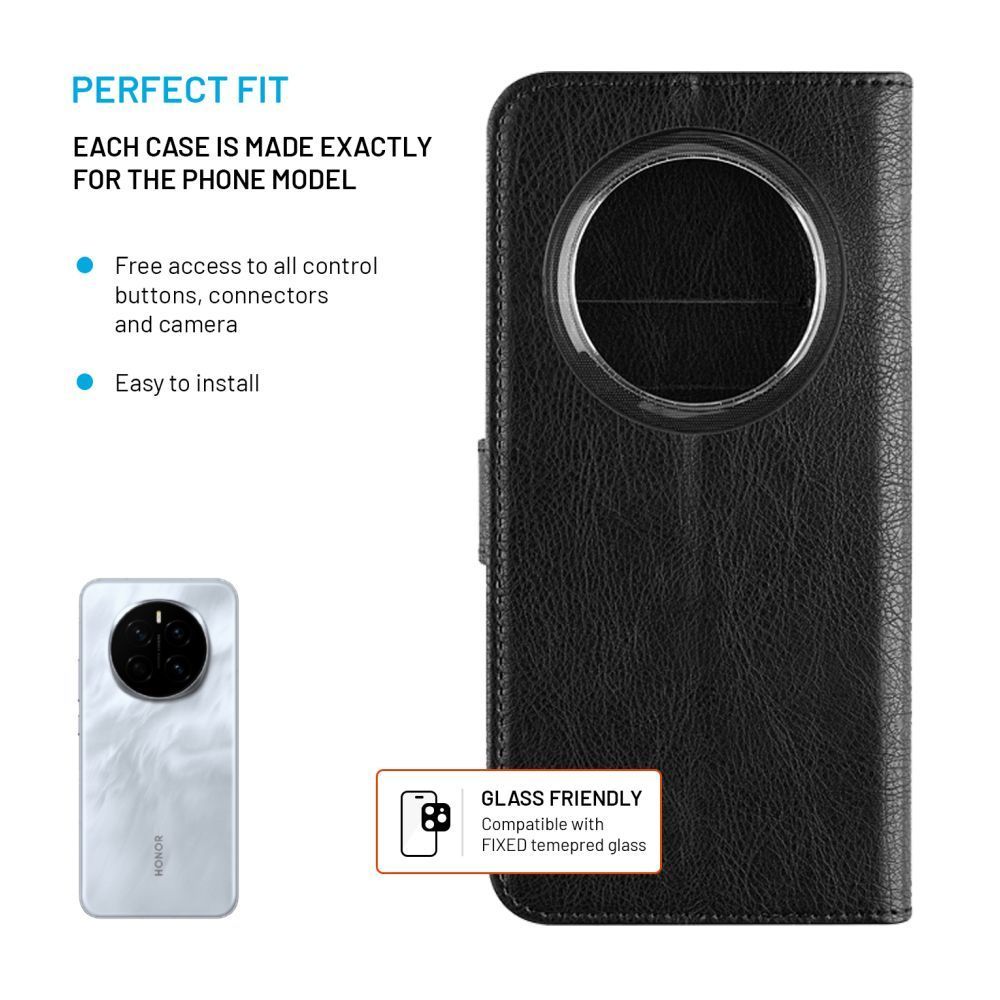 FIXED Opus oldalranyíló telefontok Honor Magic 7 Pro telefonhoz, fekete