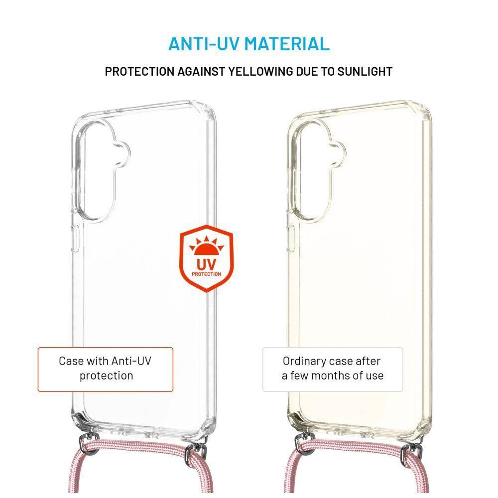 FIXED nyakba akasztaható átlátszó tok Samsung Galaxy A36 5G, rózsaszín