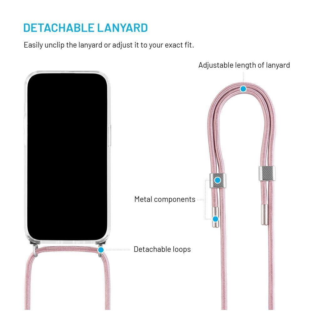 FIXED nyakba akasztaható átlátszó tok Samsung Galaxy A36 5G, rózsaszín