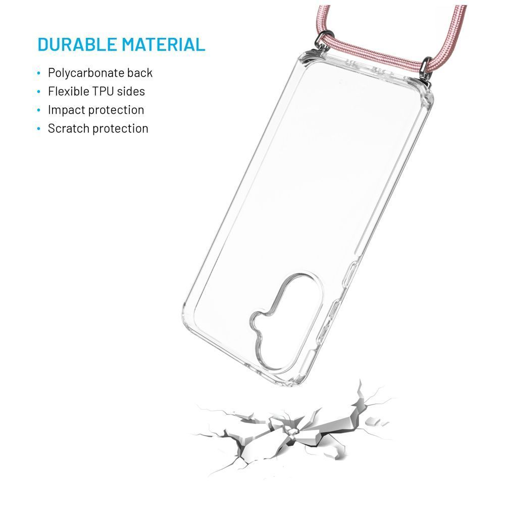 FIXED nyakba akasztaható átlátszó tok Samsung Galaxy A36 5G, rózsaszín