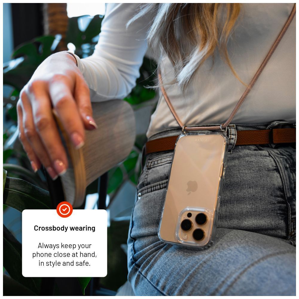 FIXED nyakba akasztaható átlátszó tok Samsung Galaxy A36 5G, rózsaszín