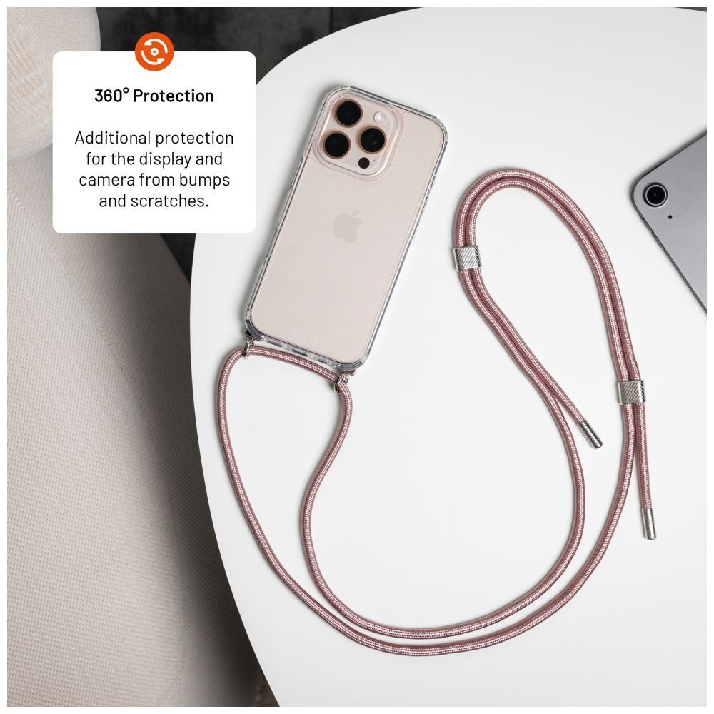 FIXED nyakba akasztaható átlátszó tok Samsung Galaxy A36 5G, rózsaszín