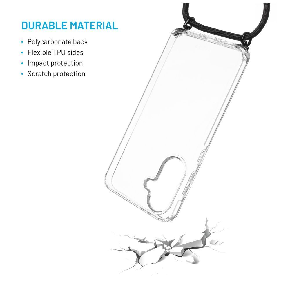 FIXED nyakba akasztaható átlátszó tok Samsung Galaxy A36 5G, fekete