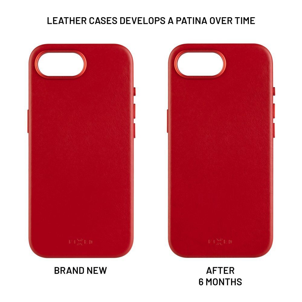 FIXED MagLeather telefontok MagSafe kompatibilis Apple iPhone 16e-hez, piros FIXED MagLeather telefontok MagSafe kompatibilis Apple iPhone 16e-hez, piros
