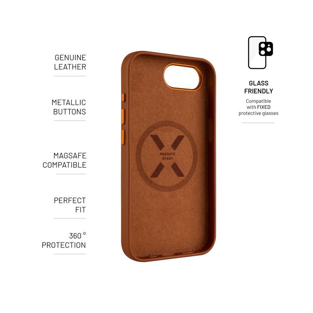 FIXED MagLeather telefontok MagSafe kompatibilis Apple iPhone 16e-hez, barna FIXED MagLeather telefontok MagSafe kompatibilis Apple iPhone 16e-hez, barna