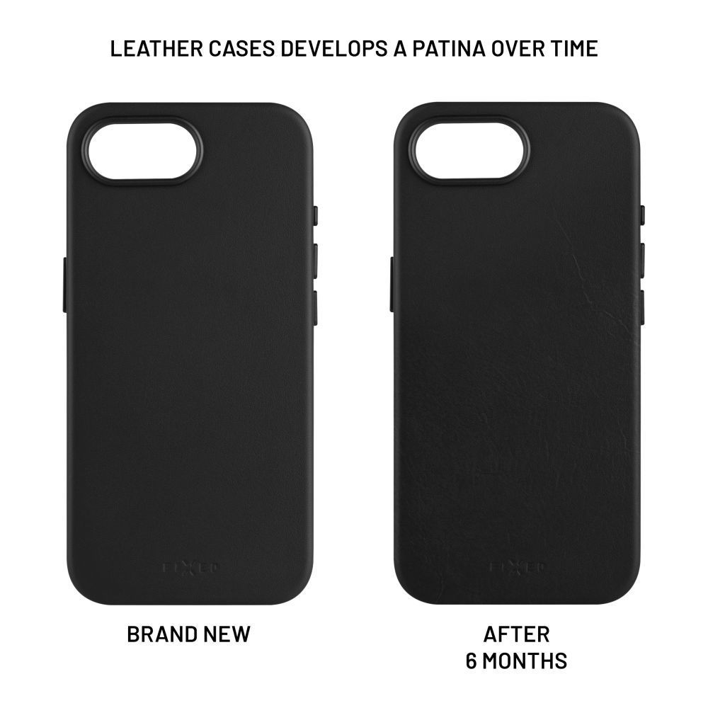 FIXED MagLeather telefontok MagSafe kompatibilis Apple iPhone 16e-hez, fekete FIXED MagLeather telefontok MagSafe kompatibilis Apple iPhone 16e-hez, fekete
