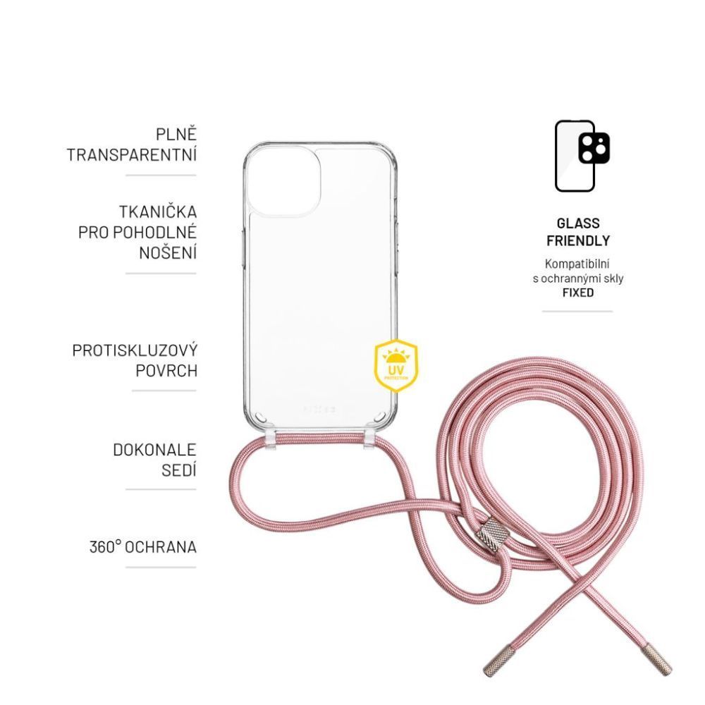 FIXED Pure Neck nyakba akasztahtó TPU gél tok Samsung Galaxy S25+ rózsaszín