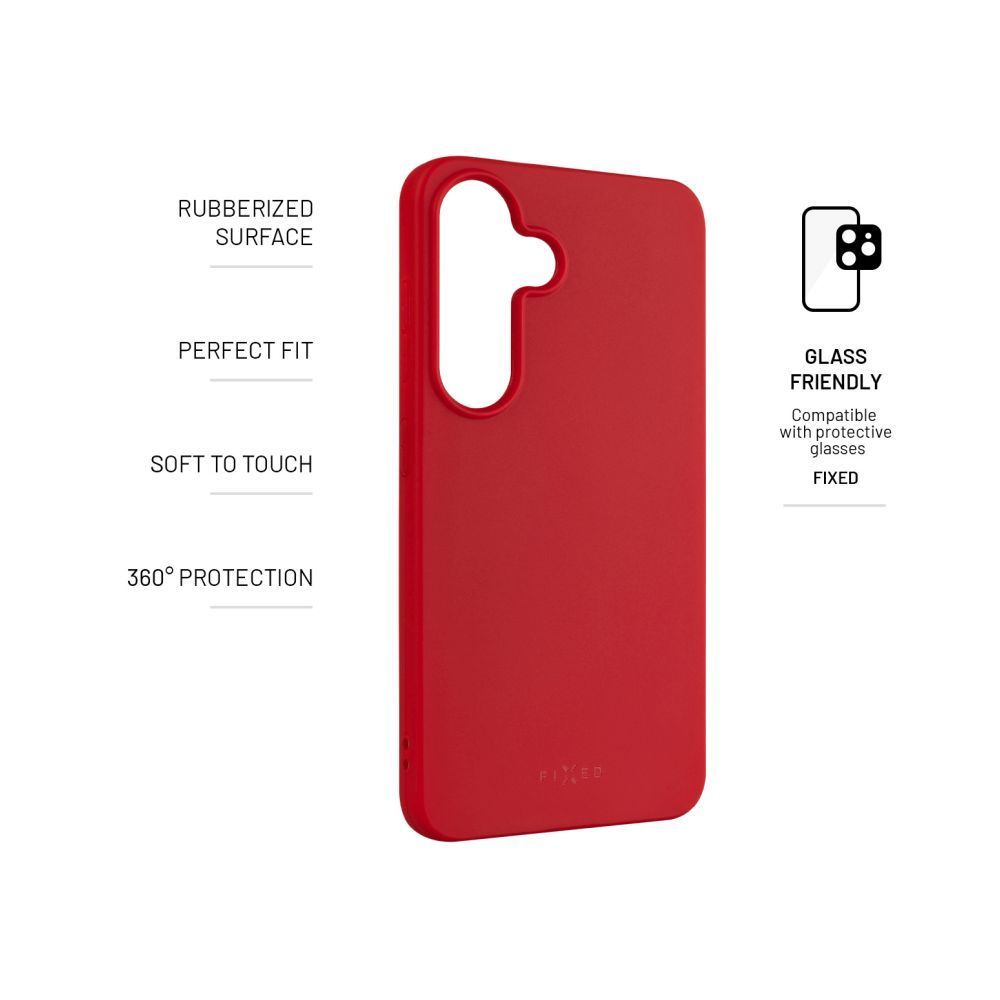 FIXED Gumírozott telefontok Story Samsung Galaxy S25 telefonhoz, piros