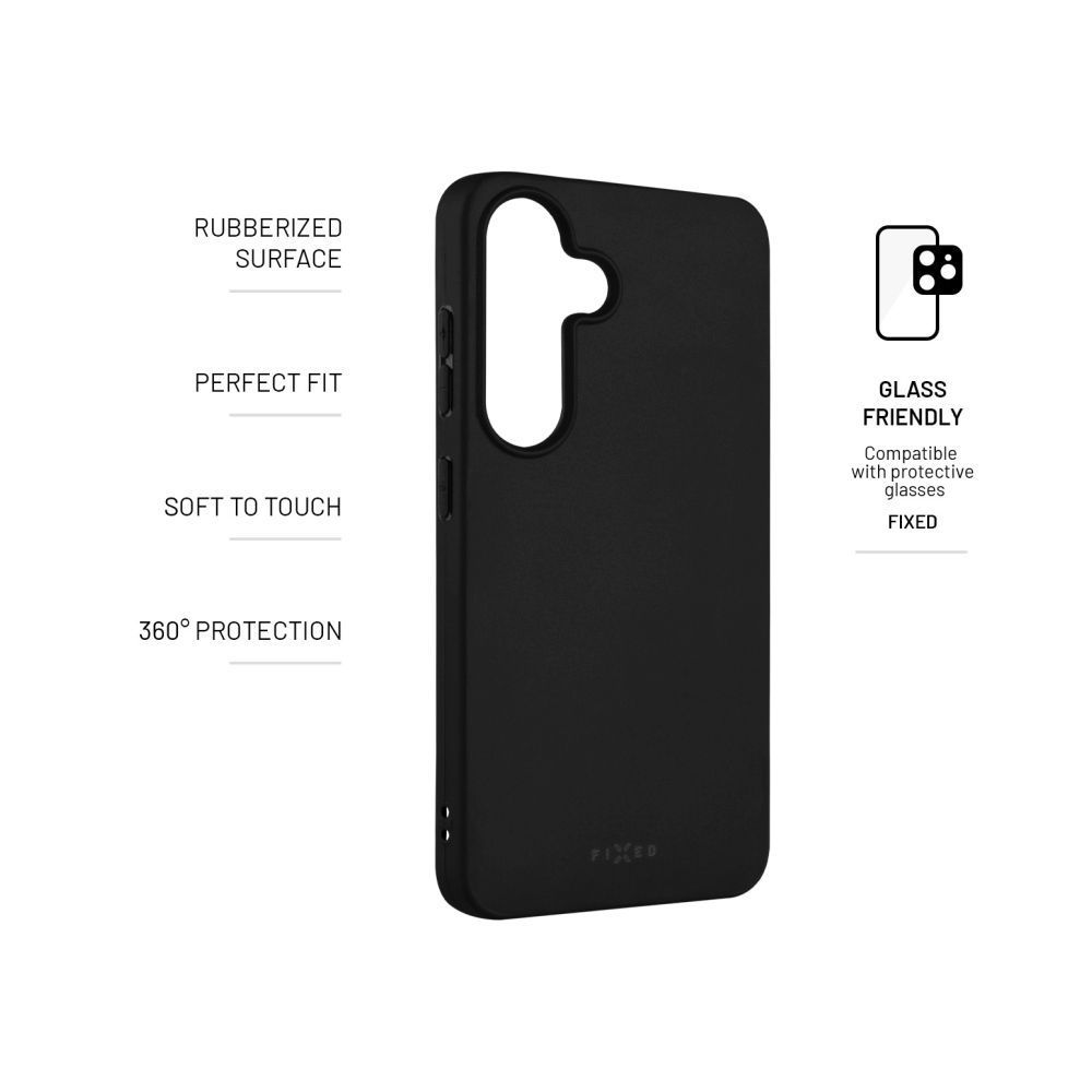 FIXED Gumírozott telefontok Story Samsung Galaxy S25 telefonhoz, fekete