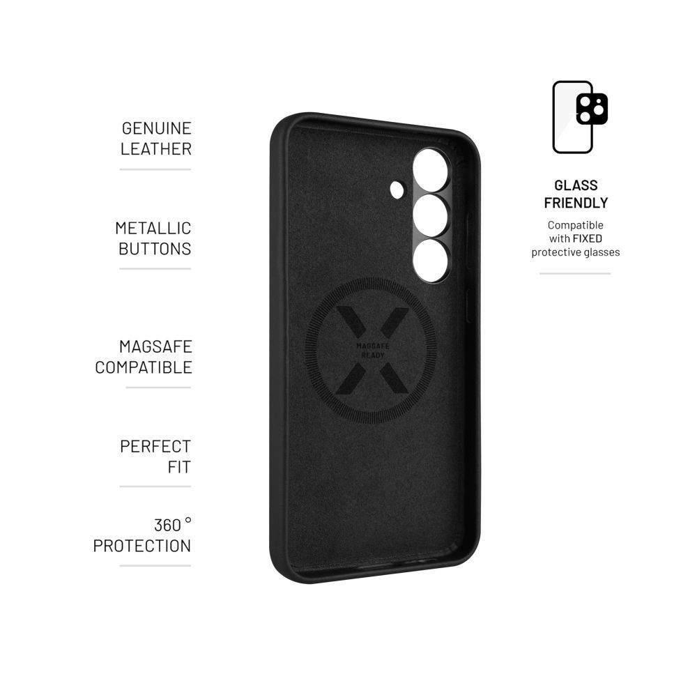FIXED MagLeather telefontok Samsung Galaxy S25+-hoz, fekete FIXED MagLeather telefontok Samsung Galaxy S25+-hoz, fekete