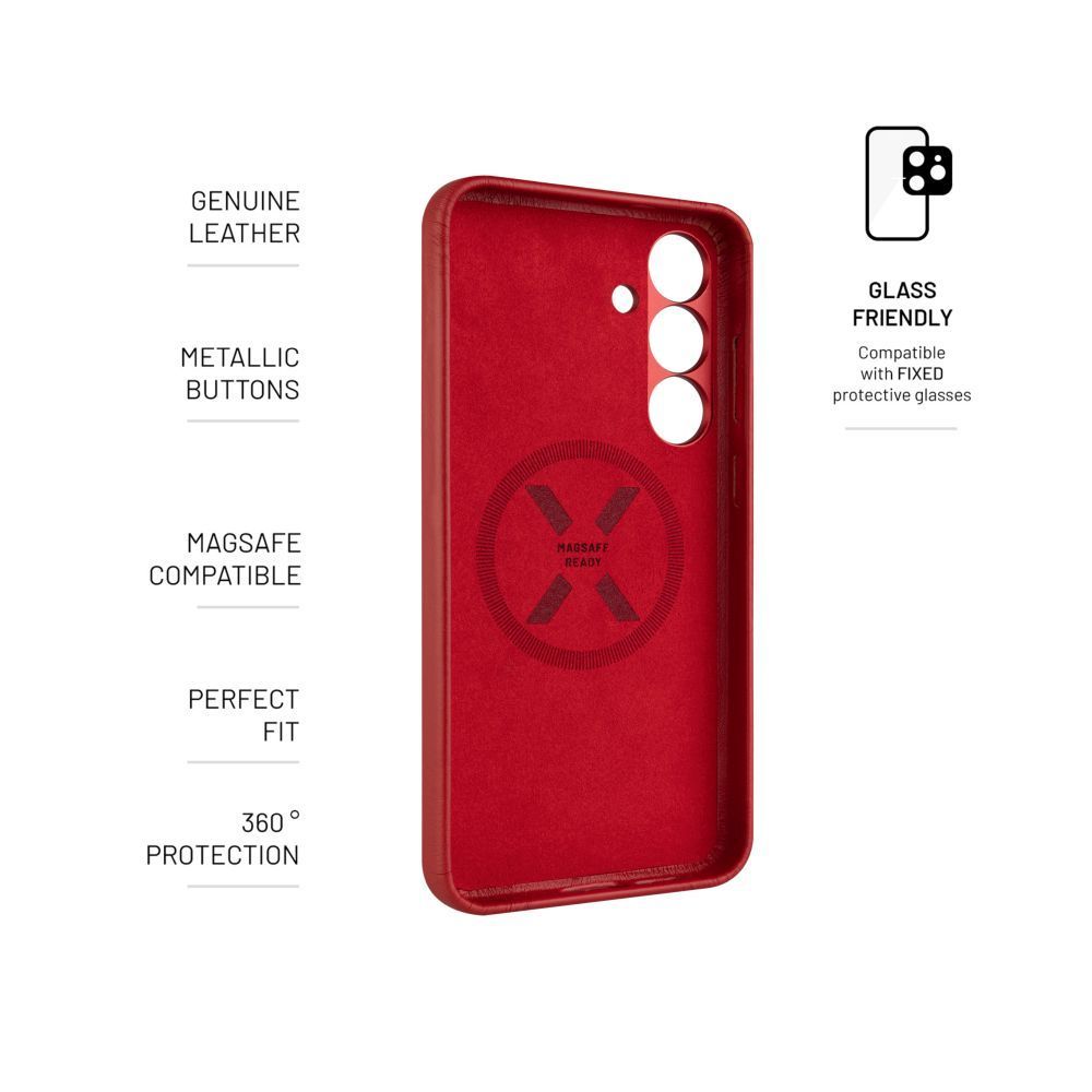 FIXED MagLeather telefontok Samsung Galaxy S25+-hoz, piros