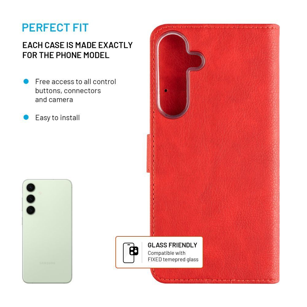 FIXED Opus oldalranyíló telefontok Samsung Galaxy S25+ telefonhoz, piros FIXED Opus oldalranyíló telefontok Samsung Galaxy S25+ telefonhoz, piros