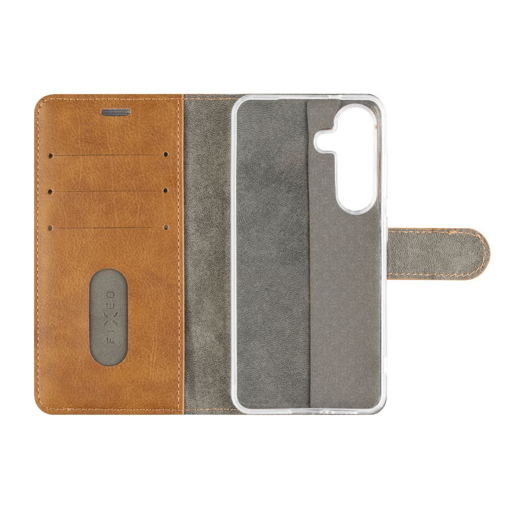 FIXED Opus oldalranyíló telefontok Samsung Galaxy S25 telefonhoz, barna