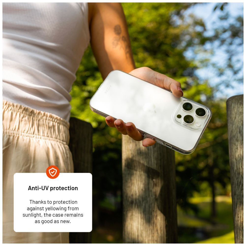 FIXED újrahasznosított anyagból készült AntiUV TPU hátlap Apple iPhone 15 Pro készülékhez, átlátszó FIXED újrahasznosított anyagból készült AntiUV TPU hátlap Apple iPhone 15 Pro készülékhez, átlátszó