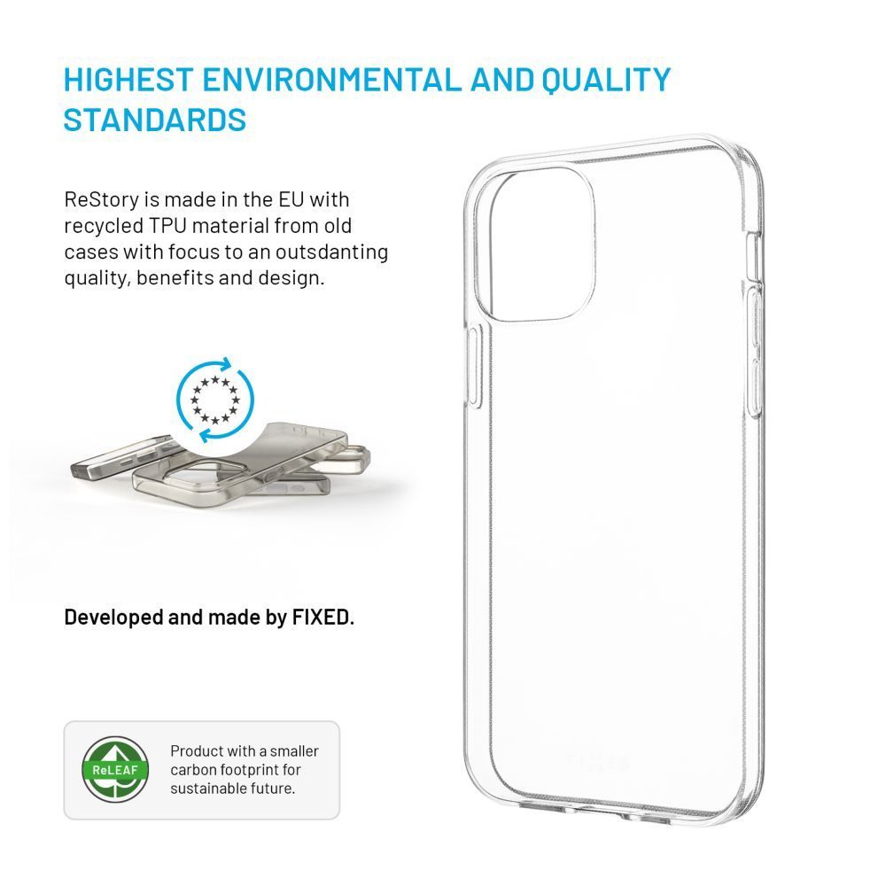 FIXED újrahasznosított anyagból készült AntiUV TPU hátlap Apple iPhone 12/12 Pro készülékhez, átlátszó FIXED újrahasznosított anyagból készült AntiUV TPU hátlap Apple iPhone 12/12 Pro készülékhez, átlátszó