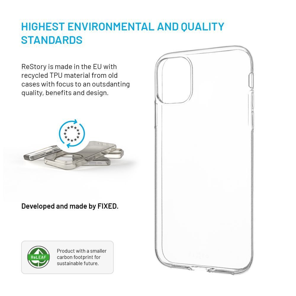 FIXED újrahasznosított anyagból készült AntiUV TPU hátlap Apple iPhone 11 készülékhez, átlátszó FIXED újrahasznosított anyagból készült AntiUV TPU hátlap Apple iPhone 11 készülékhez, átlátszó