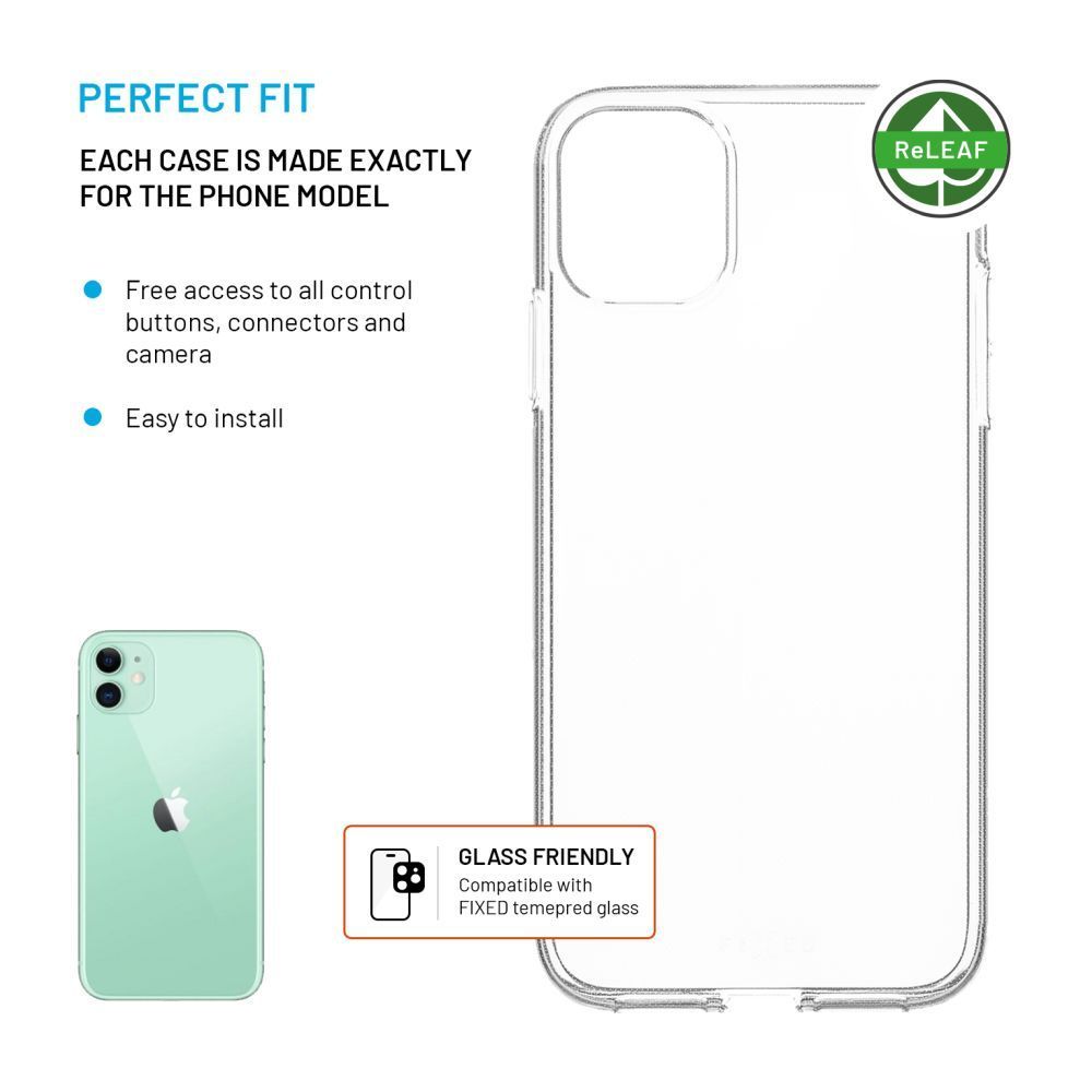 FIXED újrahasznosított anyagból készült AntiUV TPU hátlap Apple iPhone 11 készülékhez, átlátszó FIXED újrahasznosított anyagból készült AntiUV TPU hátlap Apple iPhone 11 készülékhez, átlátszó