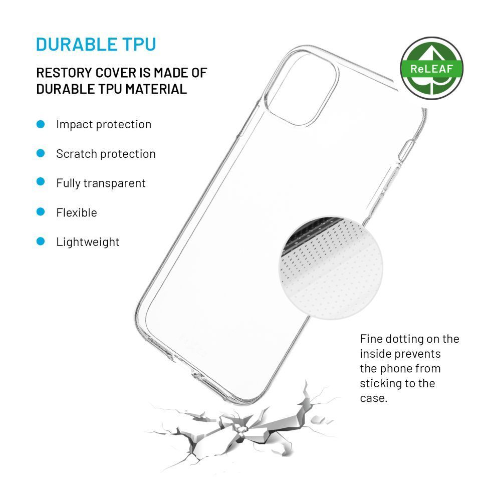 FIXED újrahasznosított anyagból készült AntiUV TPU hátlap Apple iPhone 11 készülékhez, átlátszó FIXED újrahasznosított anyagból készült AntiUV TPU hátlap Apple iPhone 11 készülékhez, átlátszó