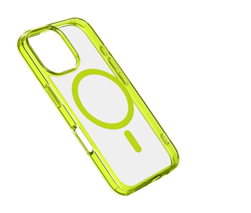 Cellularline ikonikus hátlap Magsafe támogatással Apple iphone 16 Pro készülékhez, átlátszó/lime Cellularline ikonikus hátlap Magsafe támogatással Apple iphone 16 Pro készülékhez, átlátszó/lime