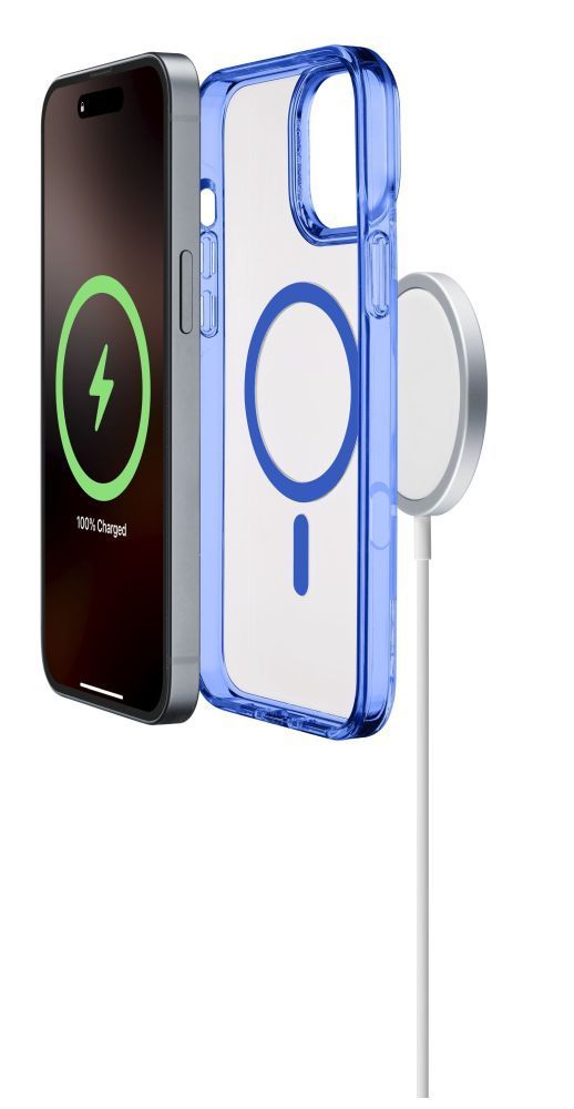 Cellularline ikonikus hátlap Magsafe támogatással Apple iphone 16 Pro készülékhez, átlátszó/sötétkék Cellularline ikonikus hátlap Magsafe támogatással Apple iphone 16 Pro készülékhez, átlátszó/sötétkék