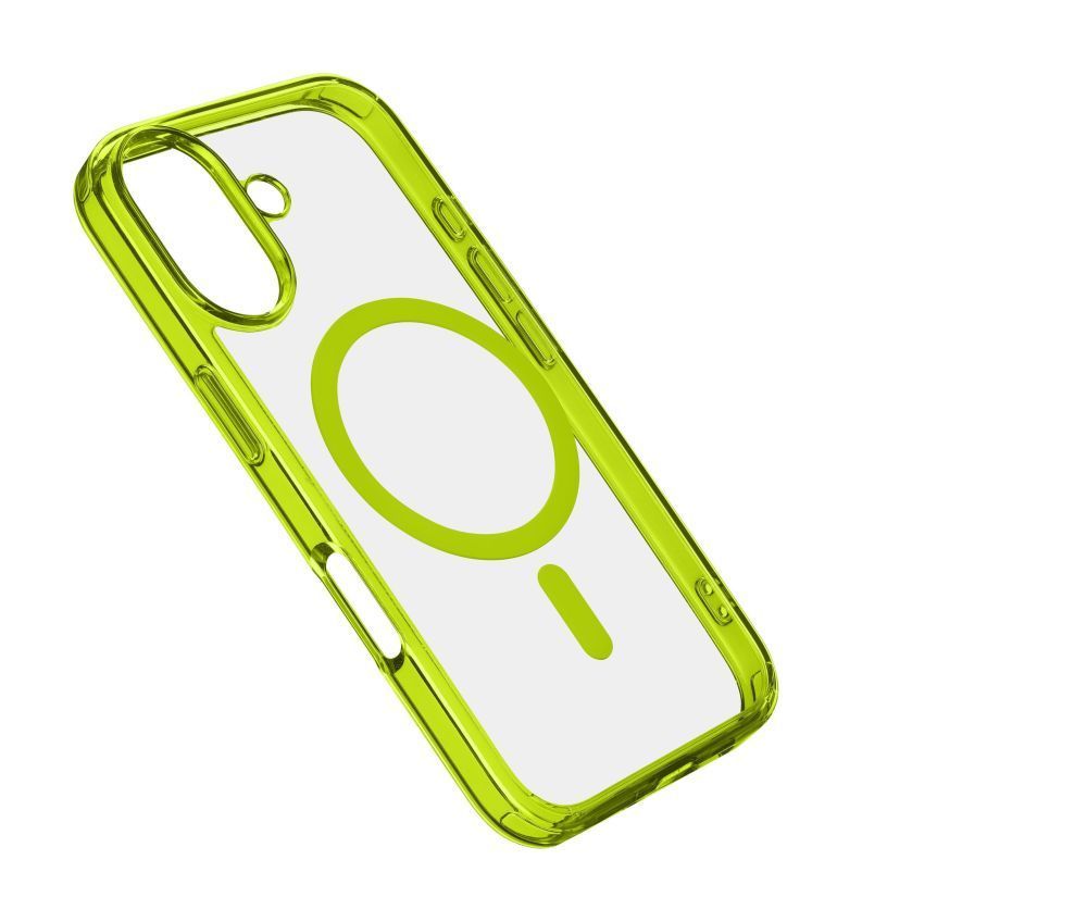 Cellularline ikonikus hátlap Magsafe támogatással Apple iphone 16 Plus készülékhez, átlátszó/lime Cellularline ikonikus hátlap Magsafe támogatással Apple iphone 16 Plus készülékhez, átlátszó/lime