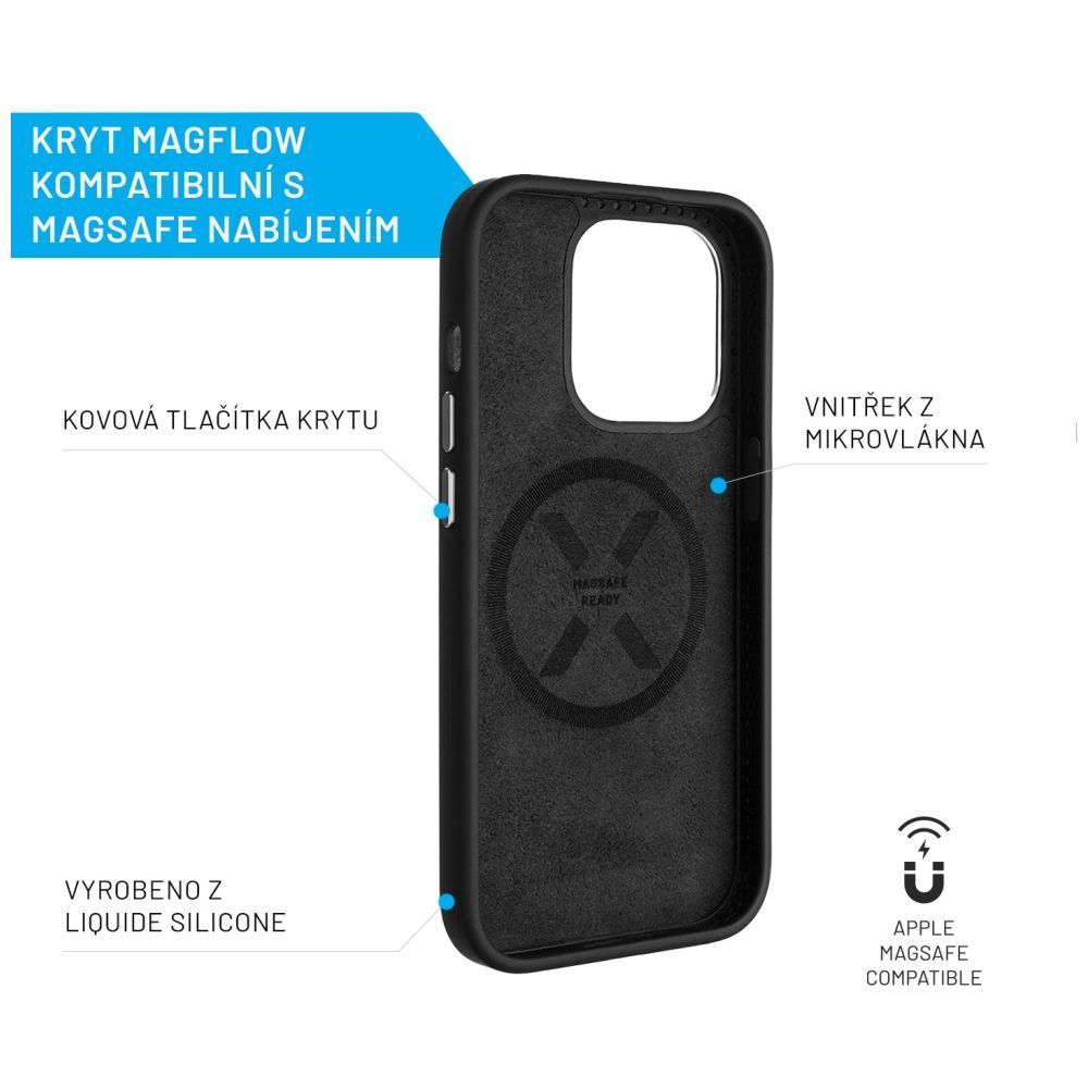 FIXED MagFlow szilikon tok MagSafe támogatással a Samsung Galaxy S24 Ultra készülékhez, fekete FIXED MagFlow szilikon tok MagSafe támogatással a Samsung Galaxy S24 Ultra készülékhez, fekete