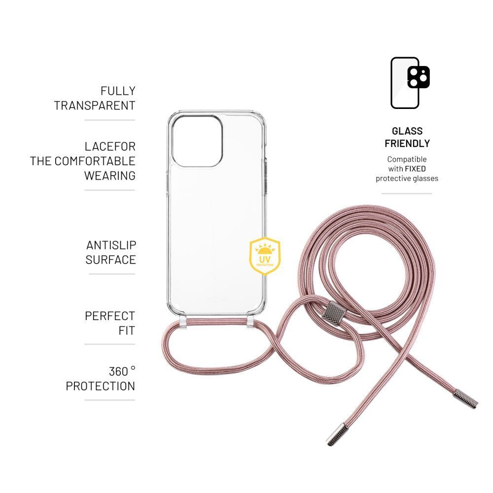 FIXED Pure Neck tok Apple iPhone 15 Pro Max telefonhoz, rózsaszín FIXED Pure Neck tok Apple iPhone 15 Pro Max telefonhoz, rózsaszín