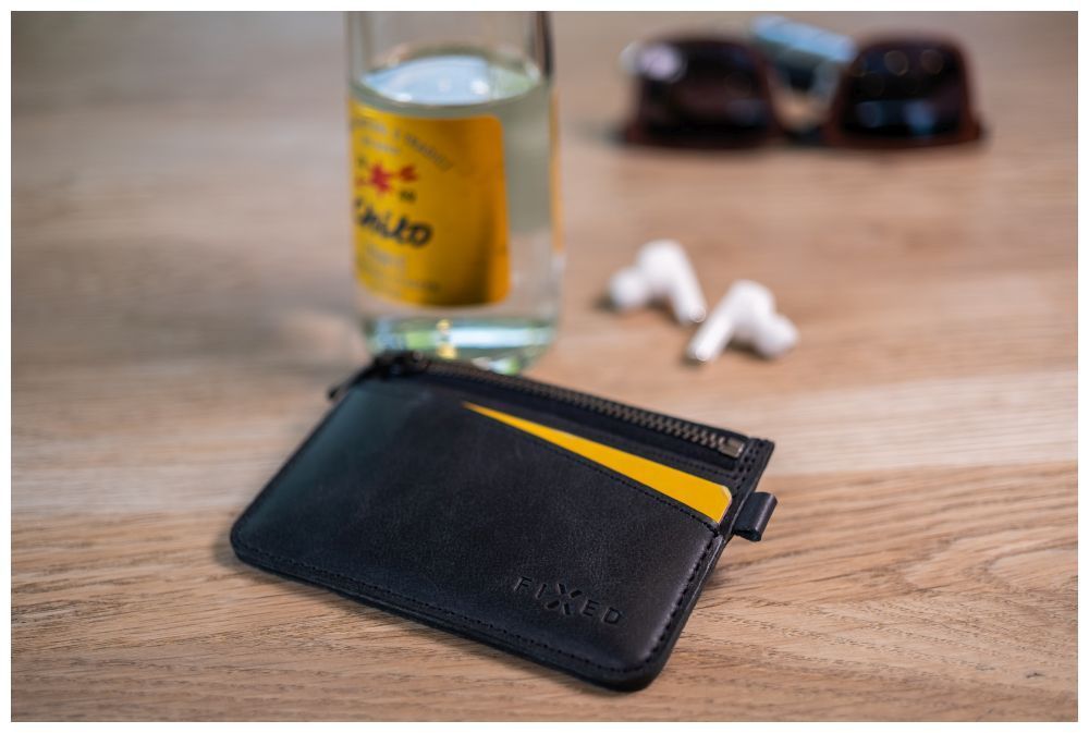 FIXED Kártyatok, Természetes bőr, Fekete FIXED Kártyatok, Természetes bőr, Fekete