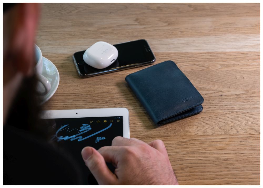 FIXED XL valódi bőr pénztárca, kék FIXED XL valódi bőr pénztárca, kék