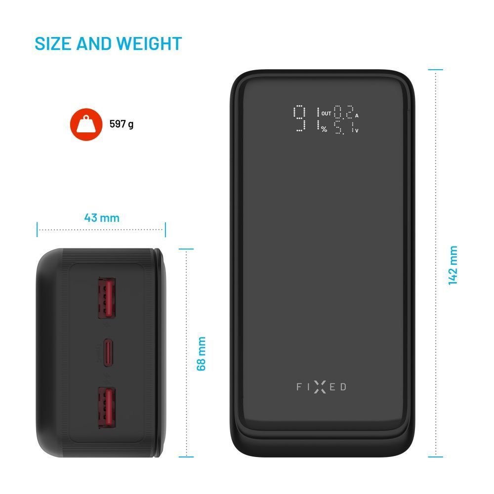 FIXED Zen2 30, 30 000 mAh PowerBank, fekete