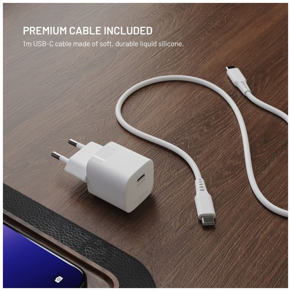 FIXED Mini Travel Charger 20W + USB-C/USB-C Cable White