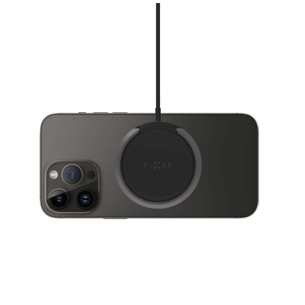 FIXED MagPad vezeték nélküli töltő, MagSafe támogatás, beépített fém állvány, fekete FIXED MagPad vezeték nélküli töltő, MagSafe támogatás, beépített fém állvány, fekete