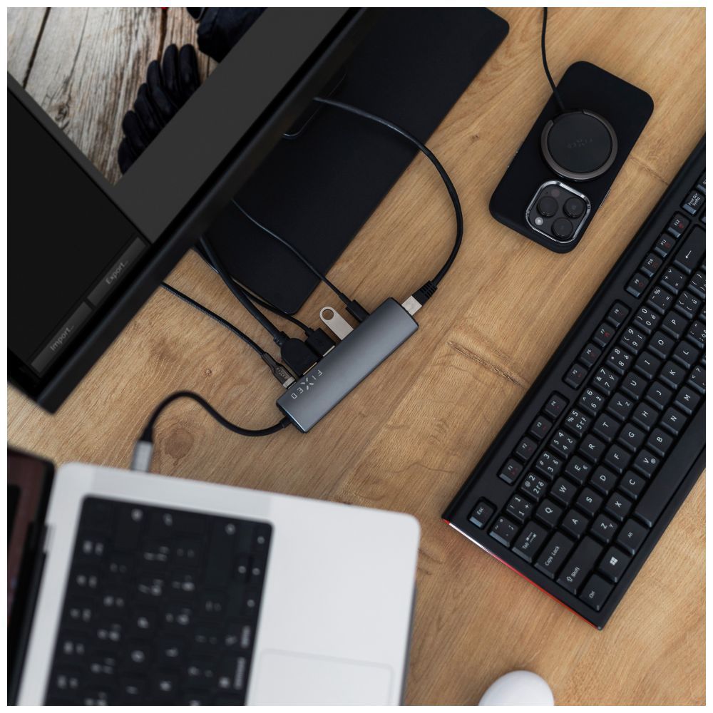 FIXED MagPad vezeték nélküli töltő, MagSafe támogatás, beépített fém állvány, fekete FIXED MagPad vezeték nélküli töltő, MagSafe támogatás, beépített fém állvány, fekete