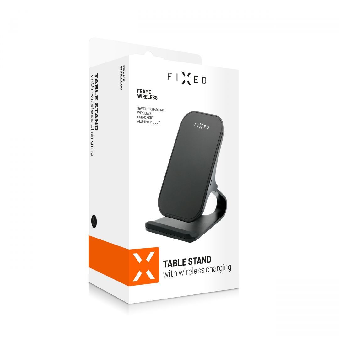 FIXED vezeték nélküli töltő állvány, 15W, fekete FIXED vezeték nélküli töltő állvány, 15W, fekete