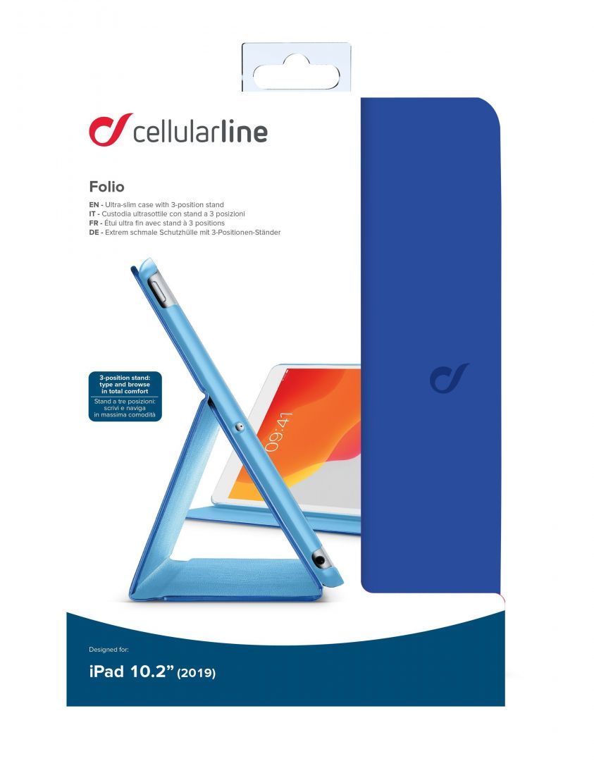 Cellularline Case with stand FOLIO for Apple iPad 10.2" (2019), blue Cellularline Case with stand FOLIO for Apple iPad 10.2" (2019), blue