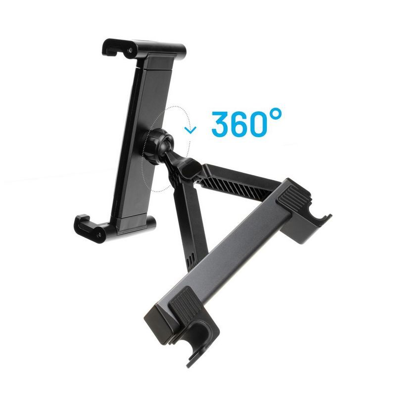 FIXED autós tablet tartó, fejtámlához rögzíthető, 7"-13" méretű tabletekhez, több irányba állítható, sötétszürke