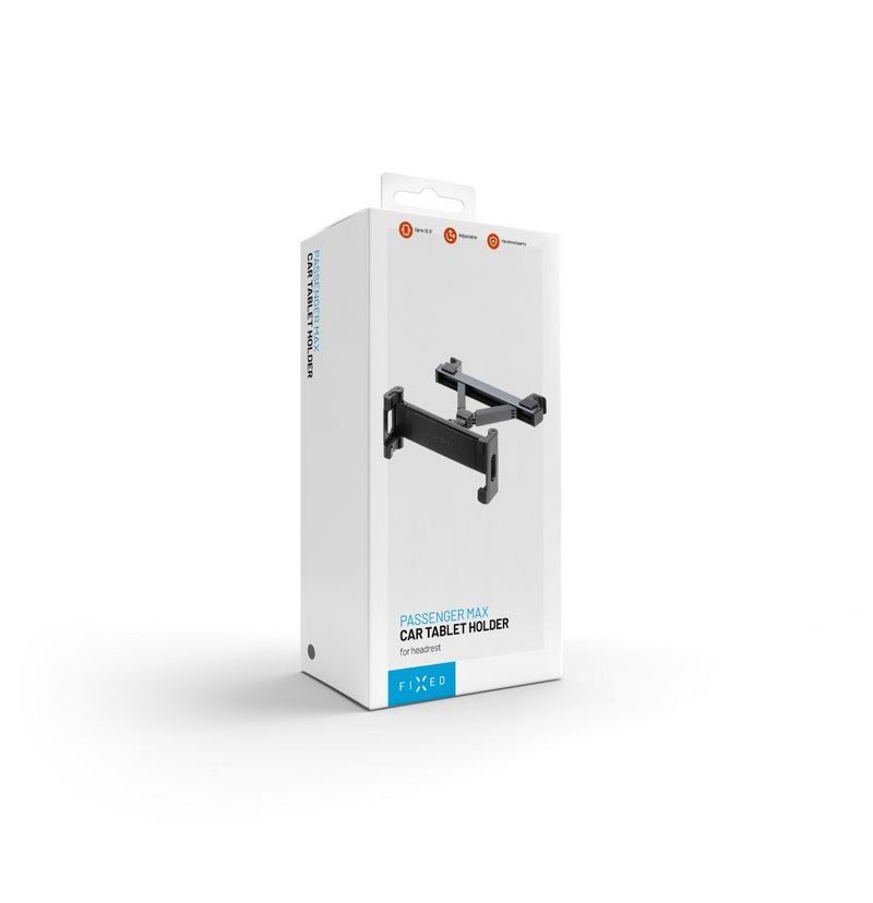 FIXED autós tablet tartó, fejtámlához rögzíthető, 7"-13" méretű tabletekhez, több irányba állítható, sötétszürke